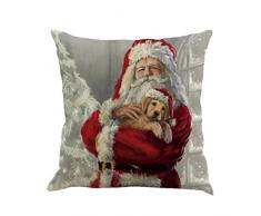 Cuscino di Christmas, Longra Buon Natale 45cmX45cm Babbo Natale stampato lenzuola Square Pillowcases (A)