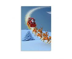 SDFGSD - Poster natalizio con Babbo Natale sulla renna, stampa artistica su tela e stampa artistica da parete, decorazione per camera da letto