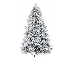 Albero di Natale Kensington Floccato Innevato PE+PVC Superfolto Effetto Neve (210H cm - 1388 Rami)