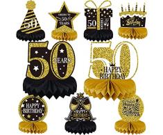 Addobbi 50 Anni Compleanno da Uomo e Donna 10 Modelli Centrotavola in oro nero per la tavola 50°decorazioni tavolo compleanno Può essere utilizzato decorazioni per feste di 50 anniversario matrimonio
