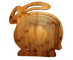 Coniglio di Pasqua Cesto di Frutta Coniglio Cesto Nido Pasquale Osterhäschen, Magnifico Cestino Pieghevole 30 x 30 cm di Legno di Bambù