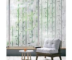 rabbitgoo Pellicola per Vetri Finestre Pellicola Finestra Privacy Modello di bambù 44.5x200 CM Anti-UV Non Adesivo Ideale per Ufficio Camera da Letto Sala di Riunione