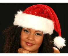 Alsino Cappello da Babbo Natale con PON PON e Bordo in Felpa (wm-01) Rosso Bianco per Adulti Uomo Donna
