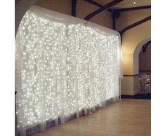 Luci della tenda,GEEDIAR 3 M x 3 M 300 LED Fata String luci ghiacciolo luce per la decorazione di Natale matrimonio partito Home (bianco)