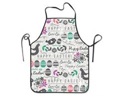 Houity - Grembiule da Cucina Unisex, con Collo Regolabile, con polli, Conigli e Uova Colorate