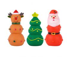 3 pezzi di giocattoli per cani di Natale,Giochi Cane Interattivi Giocattoli in lattice da masticare,Giocattoli natalizi per cani con Squeak per cani di piccola taglia che giocano ad addestramento