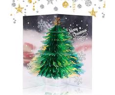 Cartoline di Natale 3D, 3D Biglietti di Auguri di Natale, Biglietto di Natale 3D pop-up,3D Pop up Biglietti di Auguri,Auguri Natalizio Carte,per Regali di Festa (verde)