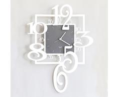 Arti & Mestieri Amos - Orologio da Parete con Pendolo di Design 100% Made in Italy - in Ferro, 38 x 50 cm - Bianco Neve