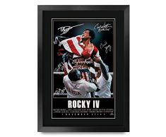 HWC Trading Rocky IV The Cast Rocky 4 Sylvester Stallone Dolph Lundgren poster con foto autografata per fan dei film – A3 incorniciato