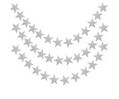 Pinsheng 52 Piedi Ghirlande di Stelle, Decorazioni di Stelle Ghirlanda, Decorazioni di Stelle Ghirlanda di Carta per Matrimonio Compleanno Natale Festival Festa (Argento)