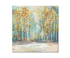 HONGC Quadri su Tela Quadri Astratti Moderni Alberi Dorati Pittura a Olio su Tela Stampa Nordic Poster Wall Art Picture for Living Room Home Decor 60x80cm/23.6x31.4 Senza Cornice