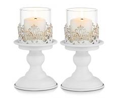 Sziqiqi Antico Candelabri Portacandele Bianco - Elegante Candelabro Portacandele in Metallo per Salotto Tavolo Matrimonio Battesimo Festa Compleanno Nozze Natale Comunione Pasqua Anniversario Avvento