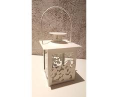 lanterna bianca porta candela in metallo e vetro porta tealight bomboniera EmozionarSi