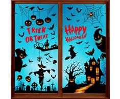 Tuopuda Halloween Decorazioni Adesivi Murali Addobbi per Finestre Vetrine Pipistrello Fantasma Casa Infestata Ragnatela Vetrofanie Halloween Sticker Accessori per Halloween Party Festival Fantasma, A