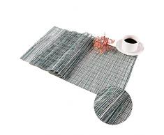 Miokly Runner Tavola Moderno PVC Lavabile Centrini Moderni per Mobili Bamboo Simple Natural Wind Verde Runner per Il Tavolo 150x30cm Antiscivolo e Facile da Pulire Decorazione da Tavola