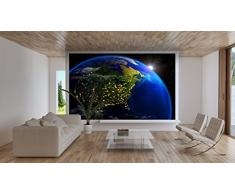 GREAT ART® XXL Poster – America di Notte Vista dallo Spazio – Decorazione da Parete Opera dArte Universo Pianeti Motivo di Continenti Fotomurale 140 x 100 cm