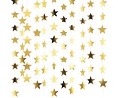 130 Piedi Glitter Dorato Stelle Ghirlanda di Carta Decorazione da Appendere per Matrimonio Compleanno Natale Festival Festa (Oro, Set di A)