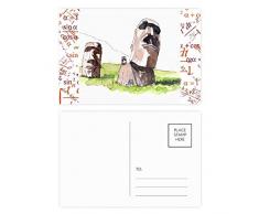 Moai Statues in Formula Isola di Pasqua Set di cartoline di ringraziamento lato posta 20 pezzi