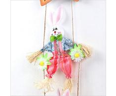 Dubleir Decorazione per Pasqua, in Legno, a Forma di Coniglio, Pasqua, Ghirlanda Pasqua, Decorazione da Parete per Festival