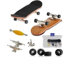 QINIFIFY Mini Tastiera, Skateboard Professionale a Dito per Il Ponte Tecnico Giocattolo di imbarco del Pattino dellassemblea del legname di Acero Giochi Sportivi Regalo di Natale dei Bambini (Nero)