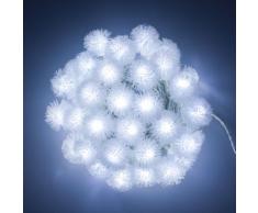Collana 8 m, 40 Snow Ball, led bianco freddo, cavo verde, con giochi di luce, luci di Natale, luci natalizie, luci per lalbero di Natale