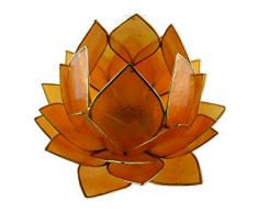 Portalumino Capiz Loto dei Chakra arancione 15 cm fatto a mano
