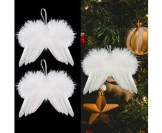 ToBeIT 10 pezzi Ali dangelo di Natale, Bianche Decorazioni Natalizie da Appendere, Pendenti Ornamenti Addobbi Natalizi per Albero la Casa Fai da te (14 x 16 cm)