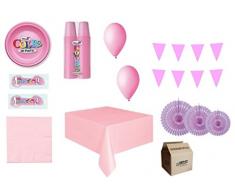 IRPot - KIT N 36 MONOCOLORE ADDOBBI FESTA COMPLEANNO PARTY DECORAZIONI ROSONE (KIT N 36 MONOCOLORE ROSA)