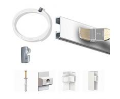 Eco pack 20 metri di binario per sedia Click Rail colore Bianco (verniciabile) - Soluzione di sospensione per cornici e quadri