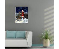 LIOOBO 1pc Diamante Pittura Babbo Natale Cervo Diamante Ricamo Artigianato Punto croce Pittura di cristallo per la famiglia Genitori Bambini