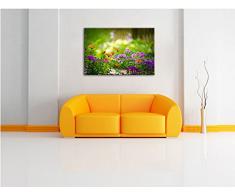 Prato di fiori, pittura su tela, Immagini XXL completamente incorniciata con grandi cornici di cuneo, immagine della parete stampa artistica con cornice, più economico di pittura o di un dipinto a olio, non un manifesto o un cartello,