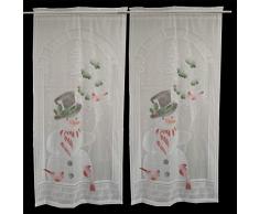 XuBa 2pcs Tende di Natale Babbo Natale Stampa Tende Stampate di Renne per Soggiorno Camera da Letto Tende Tessili per la casa Pupazzo di Neve Senza luci