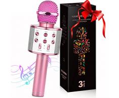GeschenPark Microfono Bambini, Microfono Wireless Bluetooth Giocattoli per Bambina 4-10 Anni Regali Bambini 4-15 Microfono Karaoke Regalo Bambina Giochi Bambini Regali di Natale Bambina