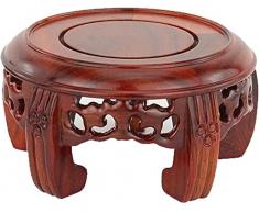 Base for Vaso in Legno Display Circolare Sgabello in Resina Porta teiera Intaglio in Legno Vintage Statua di Buddha Riser Pallet Fioriera Piccola Scultura Piedistallo Arredamento Orientale for mobili