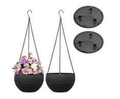 Fioriera da appendere per esterni, con catene in acciaio inox, vasi da fiori da appendere in plastica con foro di drenaggio, vasi da appendere per interni ed esterni, soffitti, balconi