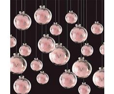 20 Pezzi Palline per Albero di Natale, Morbuy Palla Trasparente Piuma Palle di Natale in Plastica Scatola Porta Applique Ornamenti Festa Decorazioni Natalizie Albero Palle per Matrimoni (Rosa)