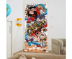 murimage Carta Parati Porta Graffiti 3D 86 x 200 cm Include Colla Poster Wallpaper Bambini Parete Pietra Graffito Kids Colorato Ingresso Entrata Fotomurali