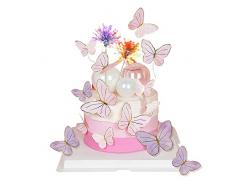 OMIGA 32 Pezzi Farfalle Decorative Torta Glitter Topper di Farfalla Decorazioni Cupcake con Inserto per Torta Colorato per Feste di Compleanno Baby Shower Matrimoni Anniversario (Formati Misti )