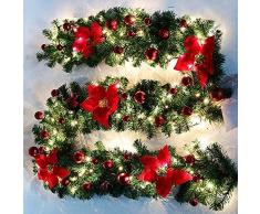 Decorazioni per Esterni e Interni Camera Porta Parete Finestra Camino Ghirlanda Natale Artificiale Decorazione Natalizia per Scale Ghirlanda Albero Verde di Pino di Abete 10 m