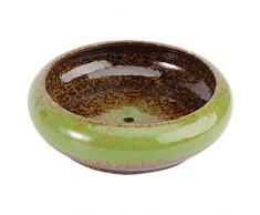 Cabilock Vaso Rotondo Succulente Vaso di Ceramica Vaso di Fiori Fioriera Bonsai Vaso di Fiori Vaso Contenitore di Fiori Ciotola con Drenaggio per La Casa Giardino Decor Verde