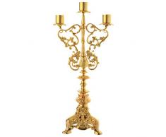 Candelabro a 3 fiamme ottone dorato