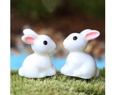 UxradG 2PCS coniglietto pasquale ornamento resina Fairy Garden decorazione dipinta a mano mini