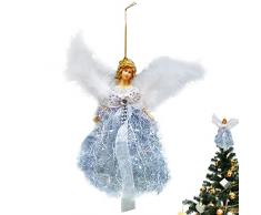 Angelo Cima Dalbero Angelo Topper Albero di Natale Topper Angelo Angelo Albero di Natale Topper con Ali Albero di Natale Topper Ornamenti per Alberi Glitter Angelo Decorazione Natalizia