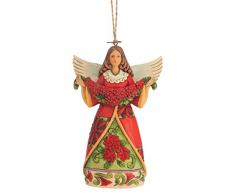 Enesco Heartwood Creek Oggetto Decorativo Sospensione Poinsettia Stella di Natale, Resina, Multicolore
