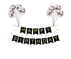 Banner di buon compleanno, stelle filanti di compleanno con 8 coriandoli e palloncini Kit di decorazioni per feste / Kit per feste di compleanno.