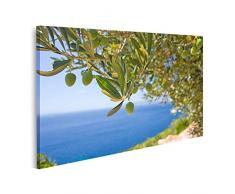 Quadro su tela Albero di ulivo mare sfondo Stampe Arte Poster Murale