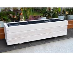 FKL Fioriera in Legno D6 Grande fioriera da Esterno fioriera autoportante fioriera in Legno fioriera Rettangolare fioriere da Esterno montati D6 Bianco
