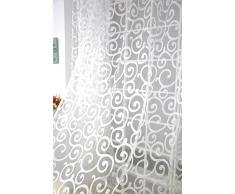 Tenda Tulle Motivo Fiore Floccato Decorazioni Interni Finestre Letto, Misura 100*200cm - Bianco