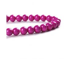 siaura Material - Perline di vetro 8 mm, fucsia, ca. 108 perline