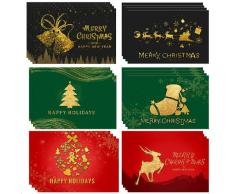 Cartoline di Natale, (set da 24) Biglietti di Natale con Buste e Adesivi, 3D Cartoline di Natale, Biglietti di Auguri Vuoti, Biglietti di Natal per Salutare Familiari, Amici e Colleghi